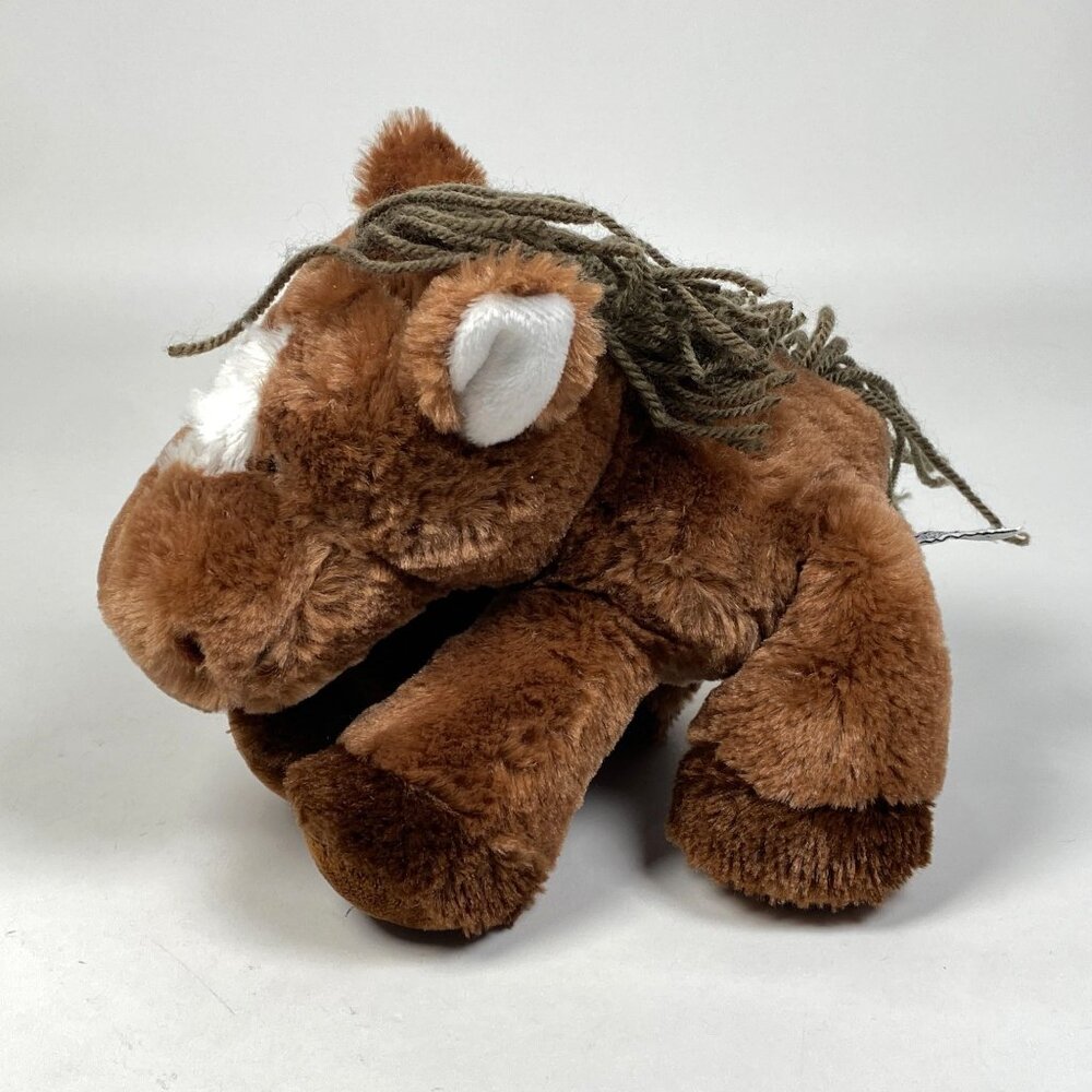Russ Berrie Mustang Brown Horse Plush Stuffed Animal Yarn Mane & Tail Floppy